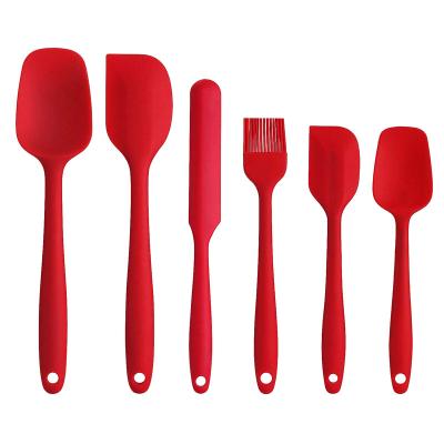 China Non Stick Sustainable Heat Resistant Silicone Spatula Set 6 Piece Kitchen Utensils Cooking Baking Mix for sale