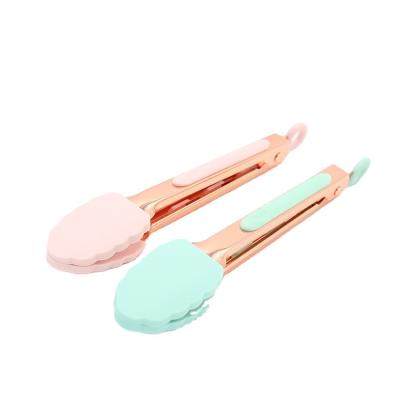 China Viable Gold Plating Decoration Convenient 7 Inch High Grade Confectionery Color Gilt Grab Salad Kitchen Supplies Food Staples Tongs for sale