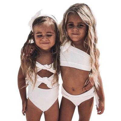 China Julysand Baby Swimwear Little Girls Swimwear High Quality Breathable Bow One-Piece Swimwear White Kids Swimwear for sale