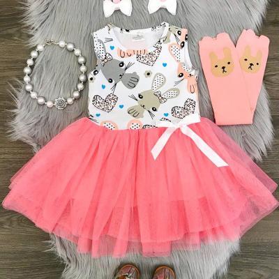 China Sleeveless Princess Party Dresses Outfit 6474 Baby Summer Easter Clothes Toddler Babies Kids Breathable Rabbit Print Tutu Dress for sale