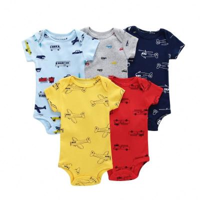 China Jumpsuit soft clothes short sleeve soild color toddler clothes baby clothes cotton romper triangle romper 5 five-piece suit for sale