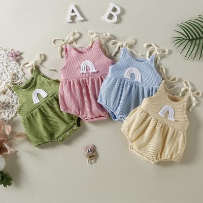 China Polyester/Cotton 2620 Summer Newborn Baby Clothes Outfits Infant Rompers Toddler Jumpsuit Girls Sleeveless Rompers for sale