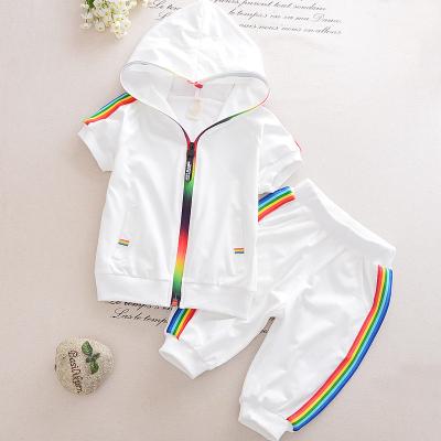 China 1693 Summer Child Casual Tracksuit Suit Boy Girl Clothing Set Long Sleeve Casual Letter Zipper Infant Clothes Baby Sports Pants Equipment Set for sale