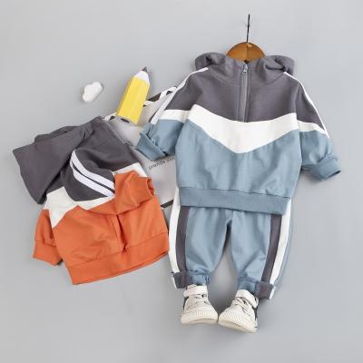 China 1696 Spring Cotton Casual Boy Clothes Outfit Kid Baby Sports Hooded Top Pants 2pcs Outfits Clothing Set Casual Kids Tracksuits Suit for sale