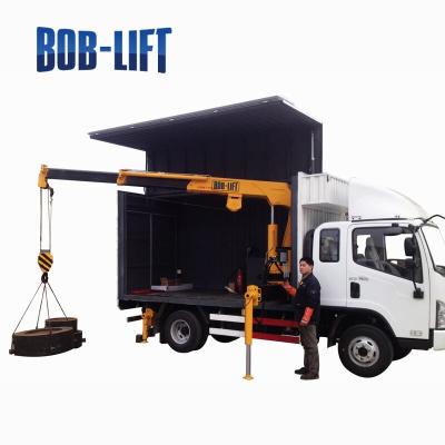 China TRUCK CRANE Hot Selling Bob Lift 2 Ton Hydraulic Truck Mounted Mobile Telescopic Boom Crane for sale