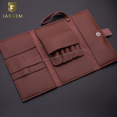 China 5pcs scissors& Salon Barber Tools Hair Scissors Case With Optional Hairdressing Scissors Colors Leather Bag for sale