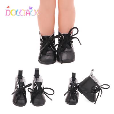 China Factory direct 18 inch doll shoes MISU doll shoes black PU leather boot American sneakers for sale