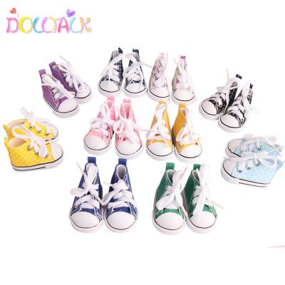 China Amazon Hot Sale Doll Shoes Dot Canvas Shoes Colorful Dolls Polka Dot Shoes 14 Inch Doll Shoes for sale