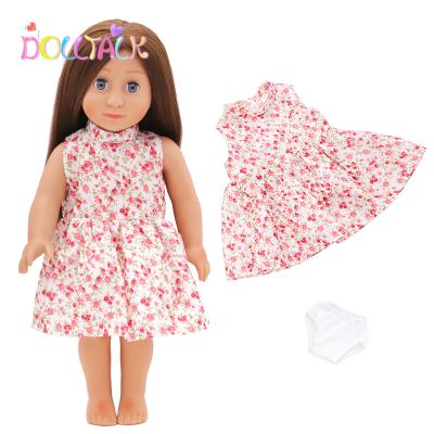 China Hot Selling Doll Clothes MISU Amazon Cute American Fresh Floral Soft Sleeveless Dress Doll Clothes 18 Inch Doll Clothes for sale