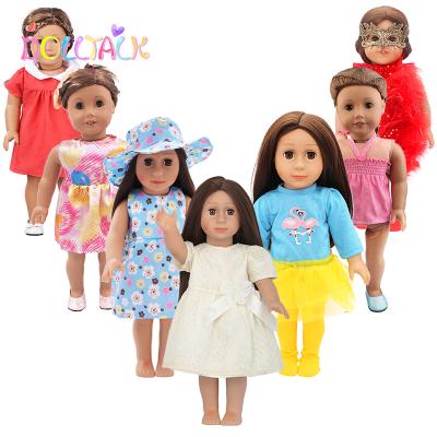 China American Doll 7 Sets 18 Inch Doll Clothes New Different Style Doll Summer High Quality Skirts With Hats Doll Clothes Sets for sale