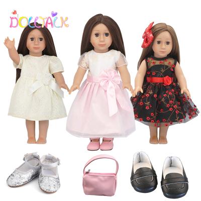 China Elegant American Princess Party Dress Bow Belt 18 Inch Doll Clothes + High Quality Doll Dress Sets for sale