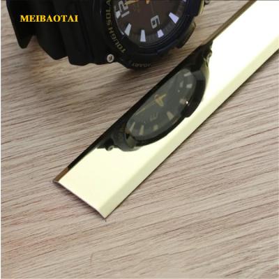 China Golden Flat Stainless Steel Tile Trim Accessories Wall Tile Strip 10FT Length for sale