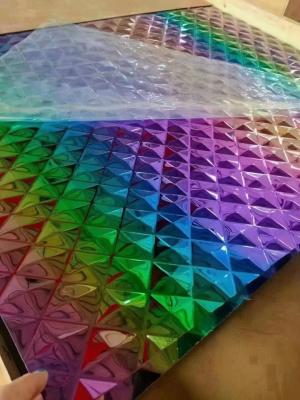 Cina Rainbow Color Stamped Diamond Stainless Steel Sheet Water Ripple Decoration Plate in vendita