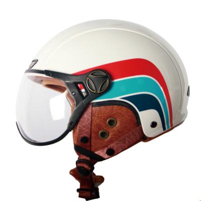 China Vintage Leather Style Half Open Face Helmet Half Bike Helmet For Electric Bikes for sale