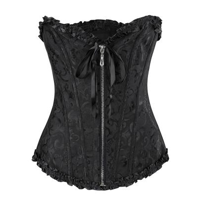 China Breathable Warm High End Zipper Corset Jacquard Bridal Wedding Underbust Corset Toning Belted Burner for sale