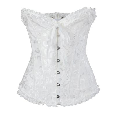 China Yard Anti-UV Silk Corset Jacquard Ribbon Corset Steel Button Corset for sale