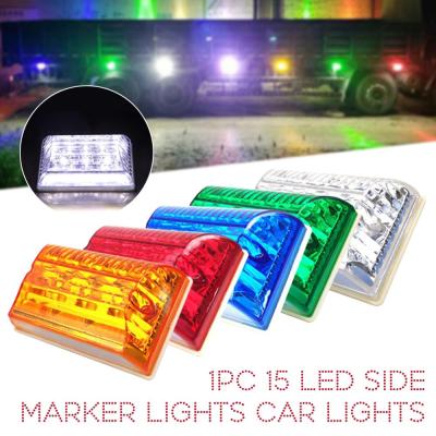 China As Picture Side DC24V 15 LED Beacons Car External Lights Squarde Tail Warning Light Auto Trailer Truck Lorry Lamps Amber Color for sale