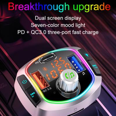 China 5.0 Radio Car Kit Handsfree Wireless FM Transmitter Remote Control Car MP3 Player with PD18W QC3.0 Fast Charging Car Charger BC63 for sale