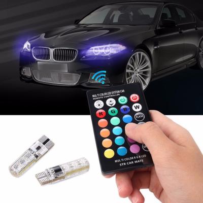 China 2Pcs Car Signal Lights T10 w5w Led Bulb 12V Auto Interior Light Led Lamps Bulbs Car Clearance RGB With Remote Control #258493 258493 for sale