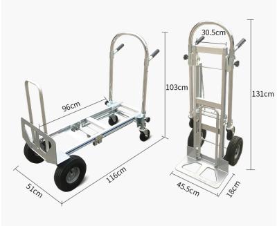 China Handcart two in one multifunctional hand truck 3in 1 hand aluminum heavy duty foldable cart for sale