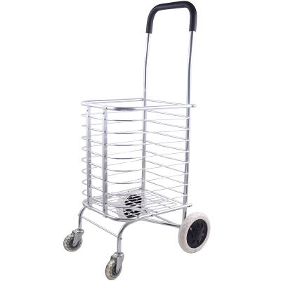 China Foldable 4 Wheel Hand Shopping Trolley Aluminum Alloy Portable Shopping Trolley for sale