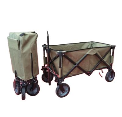 China Folding Handcart New Arrival Canvas Caddy Trolley Folding Camping Wagon With Beach Wheel for sale