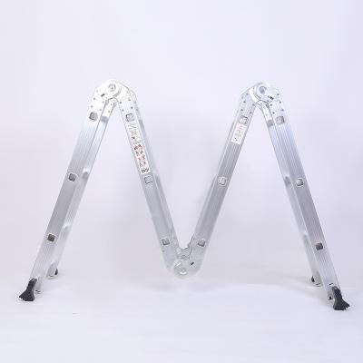 China Folding Ladders 4X3 Anti-pinch Aluminum Telescopic Universal Ladder With Double Side Folding Ladder for sale