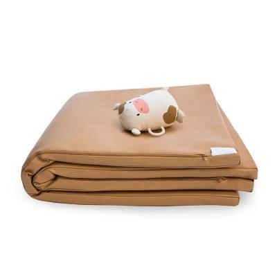 China Reversible Square Waterproof Vegan Leather Infant Crawling Kids Carpet Padded Baby Play Mat Cotton for sale