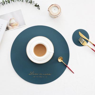 China Sustainable Soft Non-slip Leather Table Mat Custom Marked Leather Place Mat For Kitchen Dining for sale