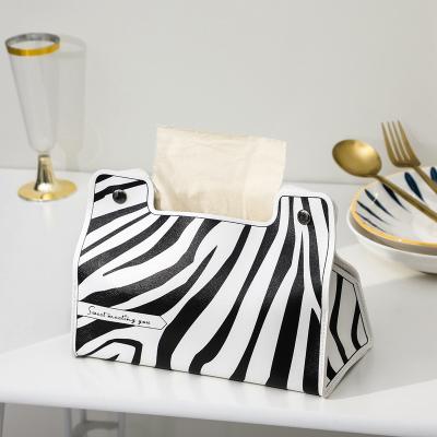 China PU Zebra Pattern Waterproof Leather Fabric Box For Living Room for sale