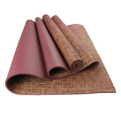 China Jute Custom Printed Yoga Mat Washable Natural Hemp Jute Eco-Friendly PVC Pilates Yoga Mats for sale