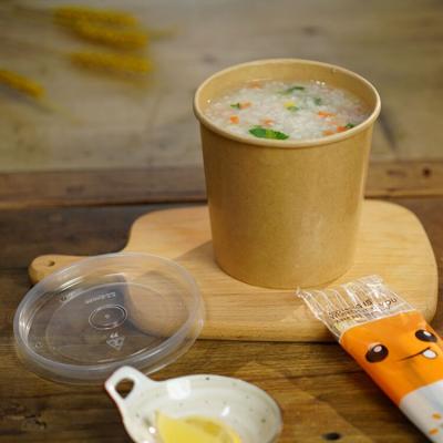 China Biodegradable Disposable Kraft Paper Soup Cup Paper Bowl Packaging Take Away Joint Porridge Bucket Oatmeal Cup Kraft Paper Soup Bucket for sale