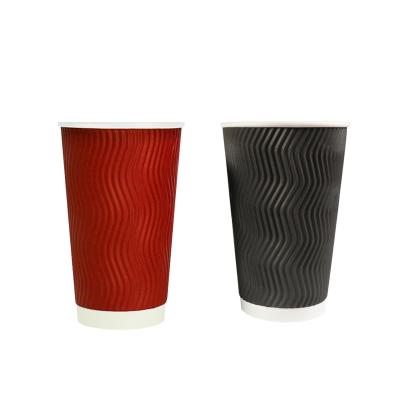 China Biodegradable Stain Design Coffee Milk Disposable Corrugated Tea Cup for sale