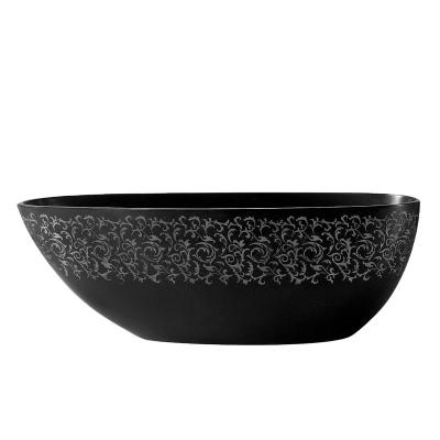 China China Customized Wholesale Eco-friendly Solid Surface PG Cast Stone Freestanding Bathtubs Bathroom Oval Black Bathtub for sale