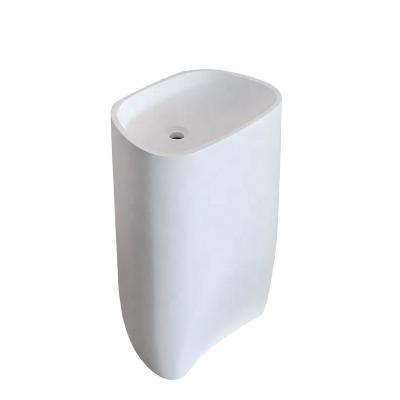 China Eco-friendly Luxury Artificial Stone Sink Caststone PG Pedestal Sink Sink Cloakroom Solid Outdoor Freestanding Basin for sale