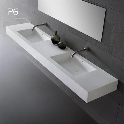 China Eco-friendly CUPC Popular PG Solid Exterior Caststone Huang Basins Bathroom Vanities Wall Mounted Countertop Basin Sink for sale