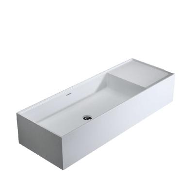 China Eco-Friendly Modern Bathroom Vanity PG Cast Stone Wall Hung Basin Artificial Resin Solid Sinks Countertop Exterior Wall Mounted Table Along for sale