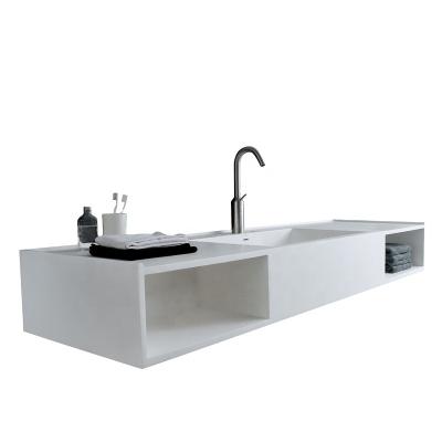 China Hung Basin Double Sinks Bathroom Artificial Stone Wash Basin Eco-friendly Caststone Artificial Stone Wall PAGE Wash Basins Cabinet for sale