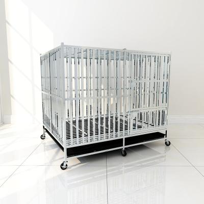 China 202 Stainless Steel Large Dog Cage Golden Retriever Kennel Dog Crate Pet Crate Large With Toilet Tube Foldable Full Square Dog Cage for sale