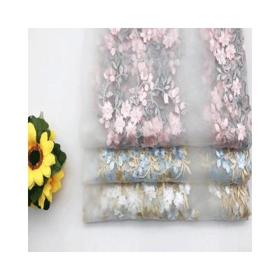 China Sustainable Flower Design Embroidered Fabric Mesh Lace Textiles Dressing For Clothes for sale