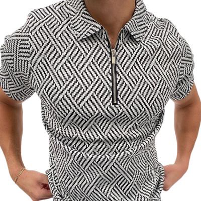 China New Viable Color Matching Men's Clothing Polo Shirt Short Sleeve Fashion Printing Zipper Clothes Luxury Male Tee Shirts Polo Shirt Printing for sale