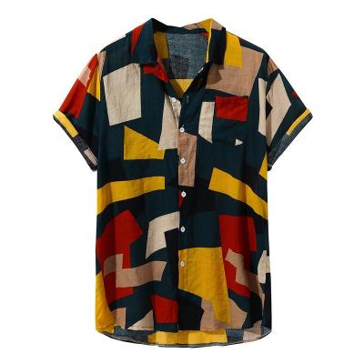 China New fashion unisex thin solid color Hawaiian anti-pilling short sleeves printed casual shirts for sale