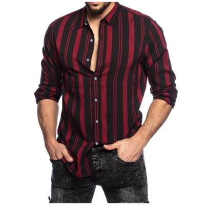 China Classic Anti-Wrinkle Multicolor Striped Lapel Shirt Breathable 100% Cotton Men Long Sleeved Shirts for sale