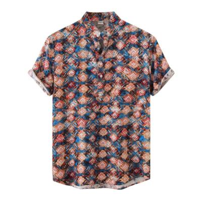 China Wholesale Anti-pilling Short Sleeve Pullover Hawaiian Canvas Cotton Printed Casual Shirts for sale