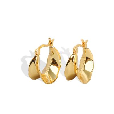 China TRENDY 18K Gold Plated New Irregular Wave Earrings With Frosty Scenery Trendy Earrings For Women for sale