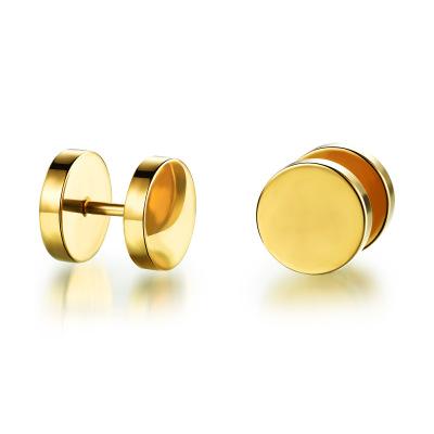 China Hip Hop FASHIONABLE Black Rock Earrings Barbell Tide People Round Dumbbells Screw On Earrings for sale