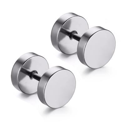 China Fake stud earrings men women casual/sporty gauges ear tunnel stainless steel earrings 3mm-8mm for sale