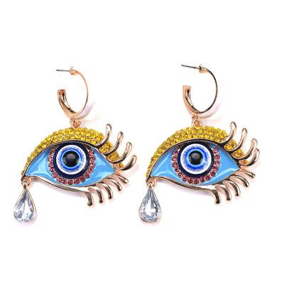 China Vintage Rhinestone Crystal Eye Drop Earrings For Women Large FASHIONABLE Exaggerated Bad Boho Jewelry for sale