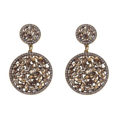 China Trendy Hot Selling Luxury Fashion Crystal Earrings Super Flash Dangle Round Drop Earrings For Women Girls for sale