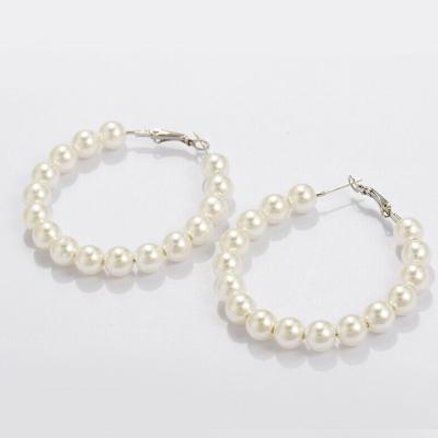 China FASHIONABLE women's pearl circle earrings shape dangle hypoallergenic layer earrings drop to dangle earrings for sale